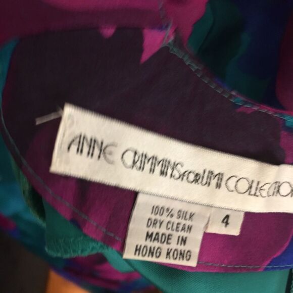 Anne Crimmins VTG Silk Floral Dress Size 4 - Picture 5 of 8